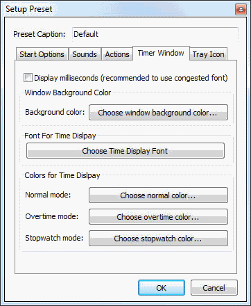 Setup Preset Timer Window