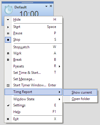 Time Report Context Menu